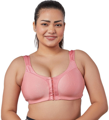 maashie M4410 Women's Premium Jacquard Fabric Front Open Full Coverage bra Women Full Coverage Non Padded Bra(Pink)