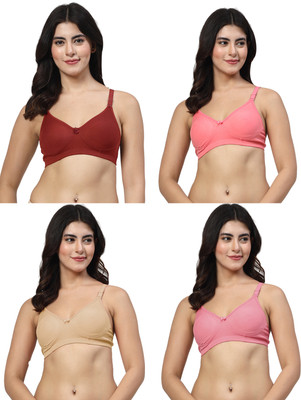 LILY axela Women T-Shirt Non Padded Bra(Maroon, Pink, Pink, Beige)