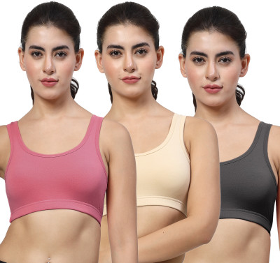 LILY StropsYttak Double Layered Women Sports Non Padded Bra(Maroon, Beige, Black)