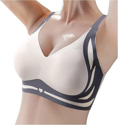 FAITHERTOUCH Sports Bra Women's Bra Without Underwire Push Up Seamless Comfort Women T-Shirt Lightly Padded Bra(White, Grey)