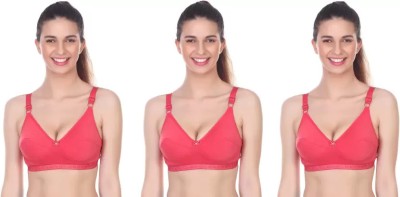 WellsetGo Women Minimizer Non Padded Bra(Red)