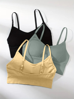 NAGARVEL CREATION 646-BLK-GRY-SKIN-03-30 Women Bralette Lightly Padded Bra(Multicolor)