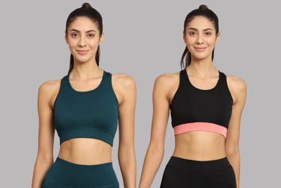 BEING RUNNER Women Everyday Non Padded Bra(Black, Blue)