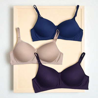 TULUSUN Women Push-up Lightly Padded Bra(Beige, Purple, Dark Blue)