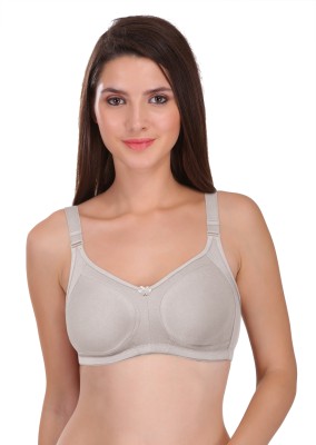 Featherline Perfect Fitted Poly Cotton Non-Padded Seamless Full Coverage Women Minimizer Non Padded Bra(Grey)