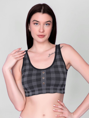 Gopalvilla Women Bralette Lightly Padded Bra(Black, Grey)