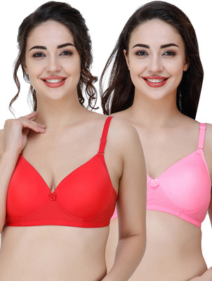COLLEGE GIRL Hellopad ComboPO2 Women Everyday Lightly Padded Bra(Red, Pink)