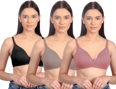 Vanila Women Everyday Lightly Padded Bra(Black, Orange, Purple)