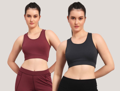 BEING RUNNER Women Sports Non Padded Bra(Maroon, Grey)