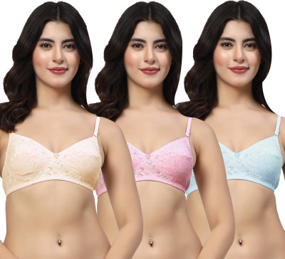 LILY sevaw Women T-Shirt Non Padded Bra(Orange, Pink, Blue)