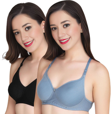 Tulzott Women Everyday Non Padded Bra (Pack Of 2) for T-Shirt Saree Dress Sports Garment Women Everyday Non Padded Bra(Black)