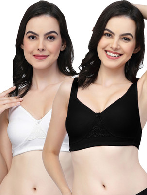 COLLEGE GIRL CG1214Mino Women Minimizer Non Padded Bra(Black, White)