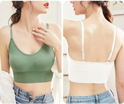 BRANKLY URJA WOMEN SOPRTS LIGHTLY PADDED BRA Women Cami Bra Lightly Padded Bra(Green, White)