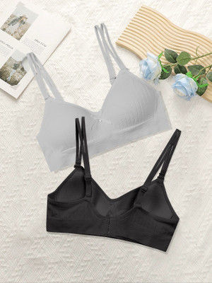 NAGARVEL CREATION 2/309-GRY/BLK-P02-32 Women Push-up Lightly Padded Bra(Multicolor)