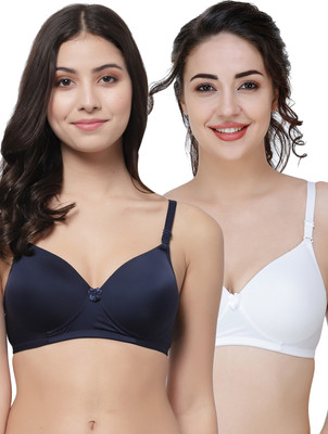 COLLEGE GIRL Hellopad ComboPO2 Women T-Shirt Lightly Padded Bra(Dark Blue, White)
