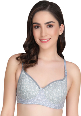 Liigne Printed Padded Bra (Pack Of 2) Women Full Coverage Lightly Padded Bra(Grey)