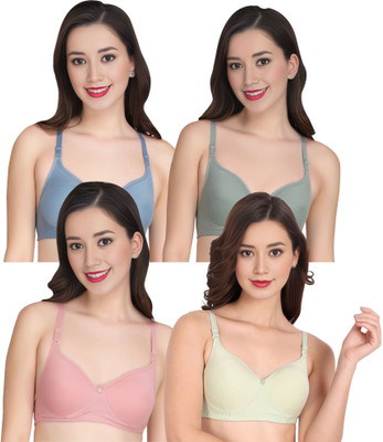 Liigne Women Everyday Padded Bra (Pack Of 4) for T-Shirt Saree Dress Sports Garment Women Full Coverage Lightly Padded Bra(Grey)
