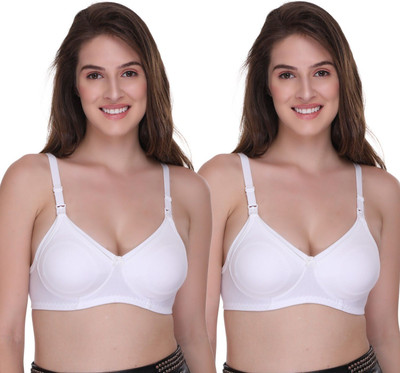 SONA by Sona Breast Feeding Maternity for Milk Feeding Elastic Straps for Nursing Women Maternity/Nursing Non Padded Bra(White, White)