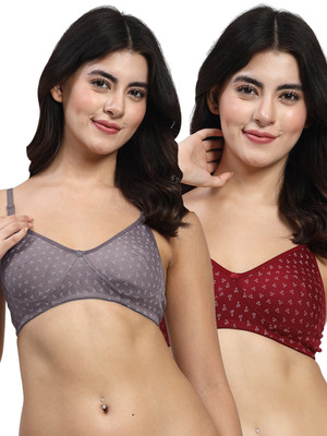 LILY itidaMino Women T-Shirt Non Padded Bra(Maroon, Grey)