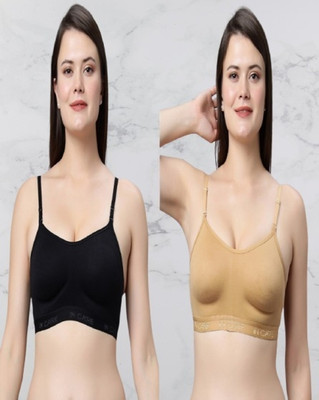 In Care LINGERIE Women Sports Non Padded Bra(Black, Beige)