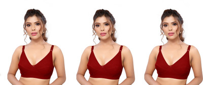 Shophousses Women's Cotton Blend Full Comfortable Non-Padded Chami Bra For Everyday Wear Women Everyday Non Padded Bra(Maroon)