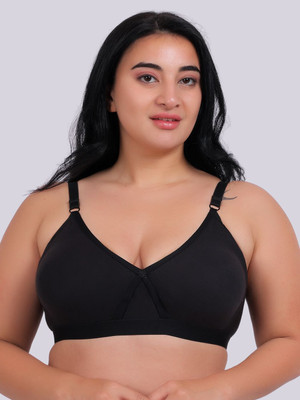 Fabme Plus Size Women Full Coverage Non Padded Bra(Black)