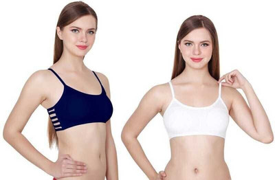 BRATON Women Bralette Lightly Padded Bra(Black, White)