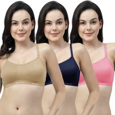 Shyam Sons FLAIR Soniya Women Sports Non Padded Bra(Brown, Dark Blue, Pink)