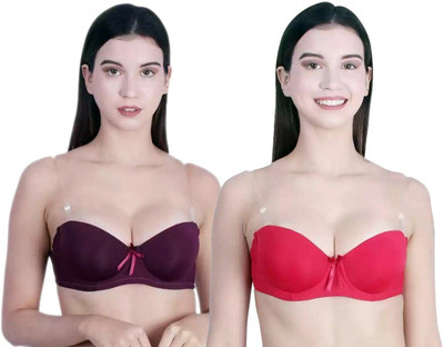 HouseOfCommon Women Balconette Lightly Padded Bra(Pink, Purple)