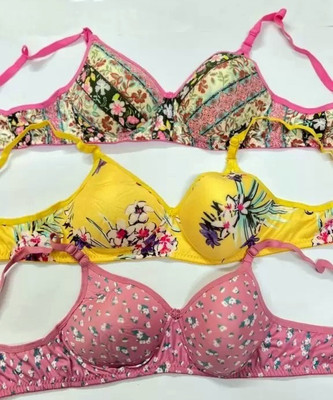 CALCADOS Combo Pack Of 3 Women Push-up Lightly Padded Bra(Multicolor)