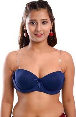 FANDOM 4U Transparent Backless Padded push-up Bra Women Push-up Lightly Padded Bra(Dark Blue)