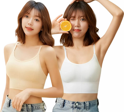 INTIMYTH Imported 64.6 Women Cami Bra Lightly Padded Bra(Beige, White)