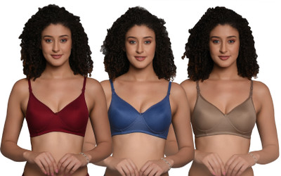 CALCADOS Combo pack of 3 Women Push-up Lightly Padded Bra(Maroon)