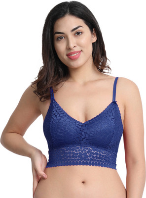 Lenriza Women Bralette Lightly Padded Bra(Blue)