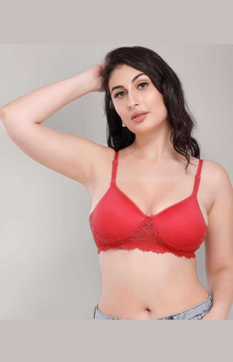 LUWEAR Women’s Red Lace Bralette – Lightly Padded Non-Wired Bra with Adjustable Straps Women Full Coverage Lightly Padded Bra(Multicolor)