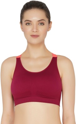 Piftif Low impact workout seamless gym yoga Women Minimizer Lightly Padded Bra(Maroon)