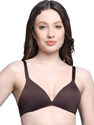 HouseOfCommon Deep V Neck Bra Women T-Shirt Lightly Padded Bra(Maroon)