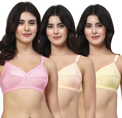 LILY ihskaneem Women Minimizer Non Padded Bra(Pink, Orange, Yellow)