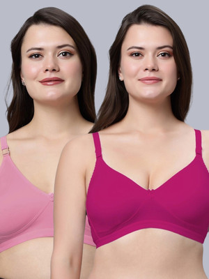 Eden EDEN10MAROONONIONPINK Women Full Coverage Non Padded Bra(Maroon, Pink)