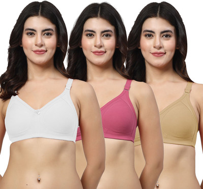 LILY iranos Women Minimizer Non Padded Bra(White, Purple, Beige)