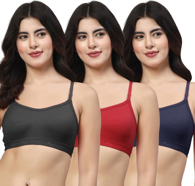 LILY 3321Mino Women Sports Non Padded Bra(Black, Maroon, Dark Blue)