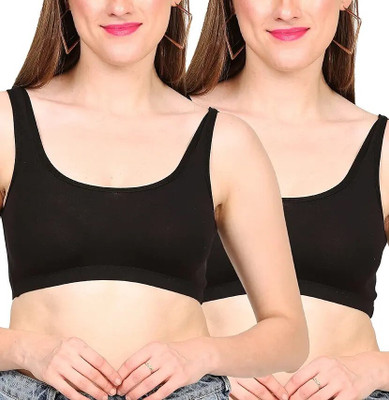 MEEMBOOLI Air Sports Bra Pack of 2 Women Sports Non Padded Bra(Black)