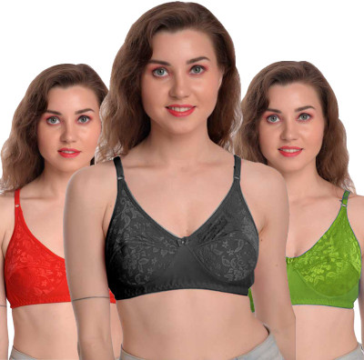 MiYaFi Women Everyday Non Padded Bra(Red, Green, Black)