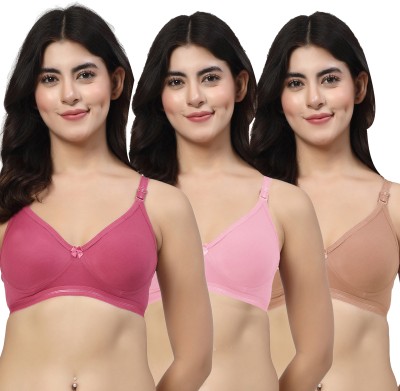 LILY ithsird Moulded Minimizer Women T-Shirt Non Padded Bra(Maroon, Pink, Gold)