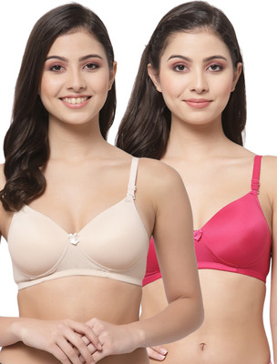 COLLEGE GIRL Hellopad ComboPO2 Women T-Shirt Lightly Padded Bra(Beige, Pink)
