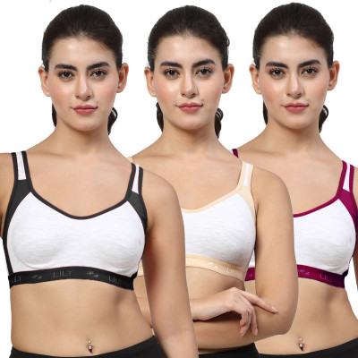 LILY Strops999 Women Sports Non Padded Bra(Black, Beige, Purple)