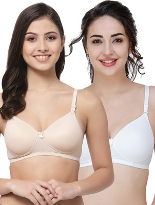 COLLEGE GIRL Hellopad ComboPO2 Women Full Coverage Lightly Padded Bra(Beige, White)