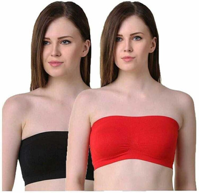 RIYA Women Bandeau/Tube Non Padded Bra(Red, Black)
