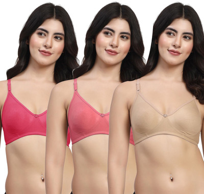 LILY wnysor Women T-Shirt Non Padded Bra(Beige, Maroon, Pink)