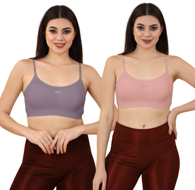 LORLIVA Women Sports Lightly Padded Bra Women Sports Lightly Padded Bra(Purple, Pink)